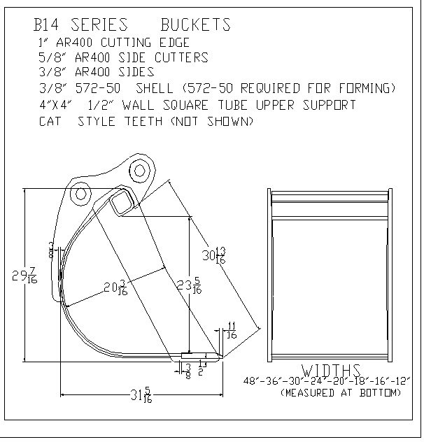 B14 Series Excavator Buckets
* 1