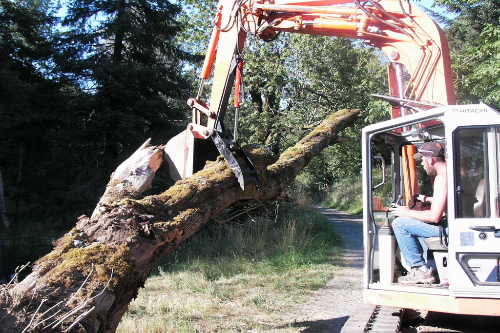 HT1035 hydraulic excavator thumb installed on an excavator