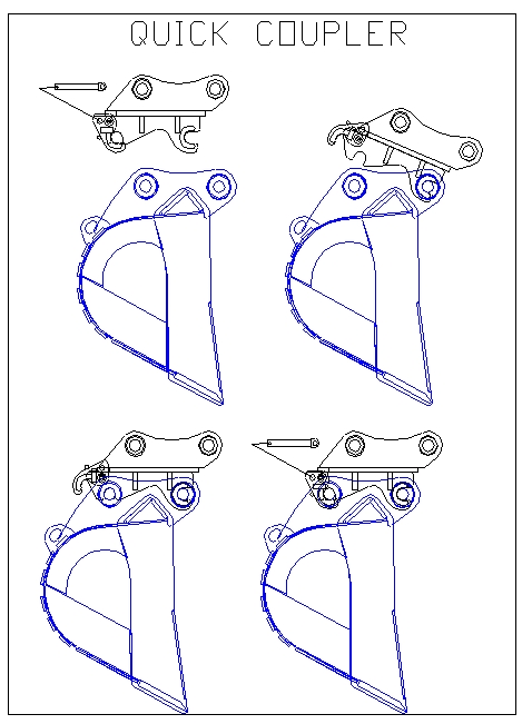 Line Drawing of USA Attachments quick coupler