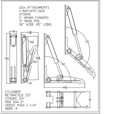 ht1845 hydraulic excavator thumb 1