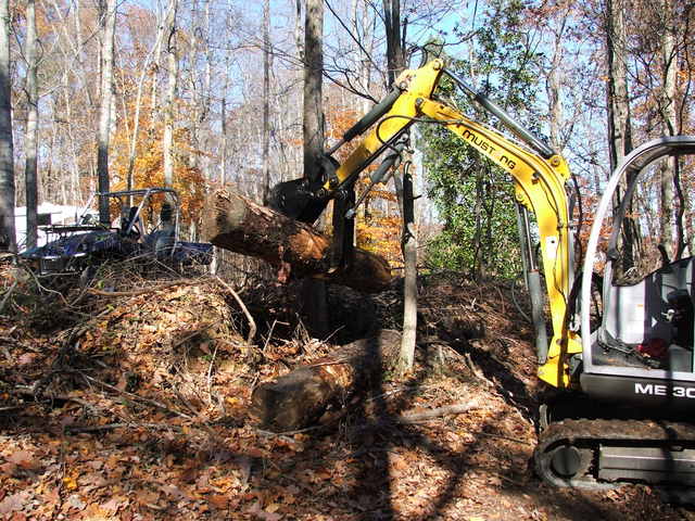 MUSTANG ME 3003 with HT830 mini hydraulic thumb by USA Attachments