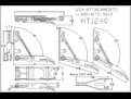 MT1240 excavator thumb line drawing: USA Attachments 1.800.870.3610.