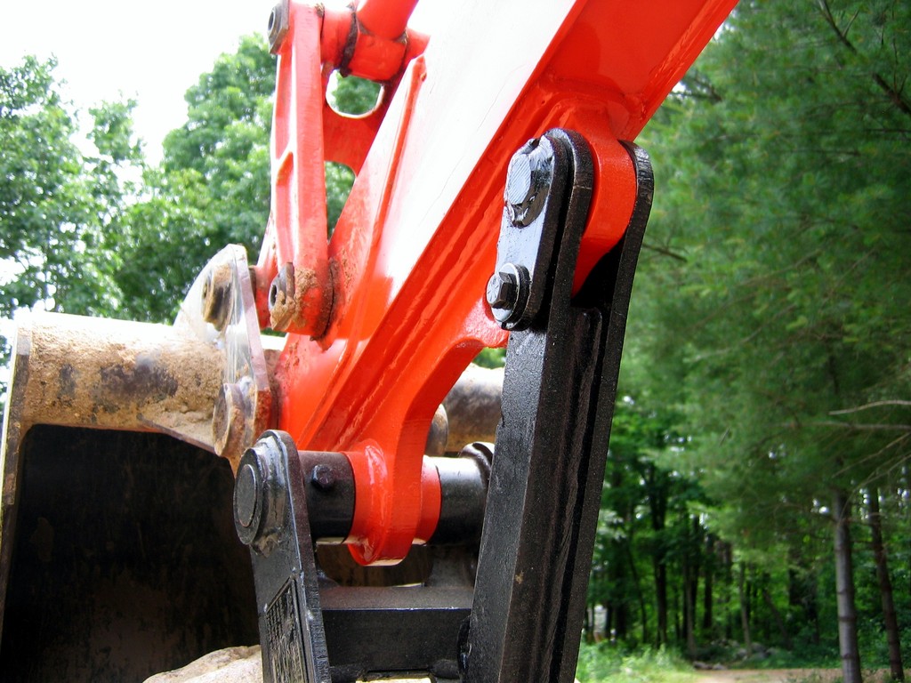 MT824 mini excavator thumb installed on a Kubota excavator