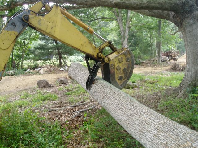 MT830 thumb grasping a large log.